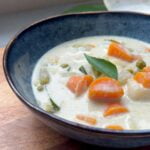 Kerala Vegetable Stew in a blue bowl