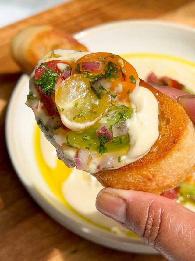 Eggplant Dip with Cherry Tomato Salad Story
