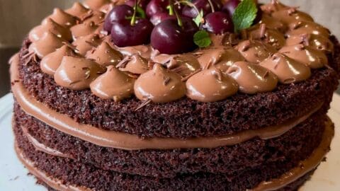 Moist Chocolate Cherry Cake - Razia Cooks